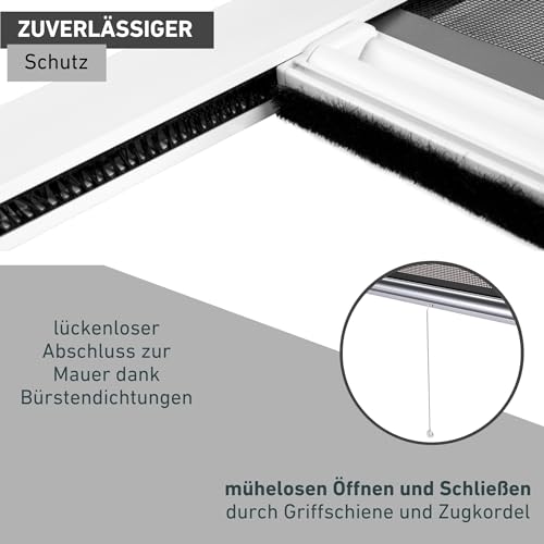 Windhager Insektenschutz Rollo Plus, Fliegentitter, Alurahmen für Fenster, weiß, Selbstbausatz 130 x 160 cm