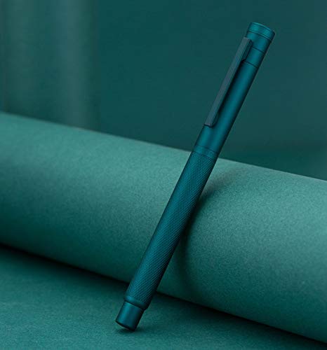 Image of Asvine Dark Green Forest Fountain Pen Extra Fine Nib Classic Design with Converter and Metal Pen Case Set