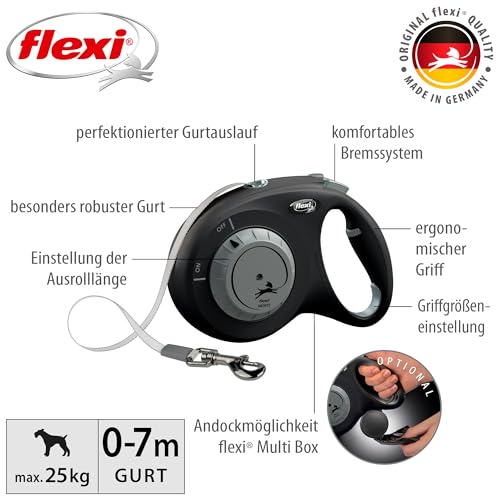 flexi® Select M Gurt 0-7 m schwarz, Roll-Leine für Hunde bis 25 kg