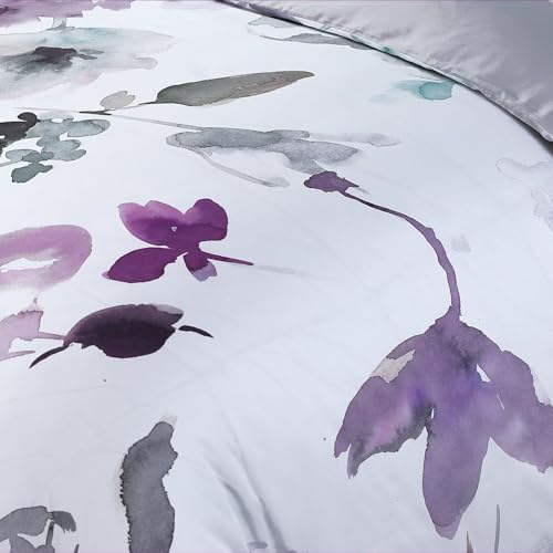 Majestic Giftware Madison Linen 6-Piece King Size Bedding Set (BL103-K-4) | Summer Breeze - Pastel-Gray 300 Thread Count Cotton Sateen | 1 Fitted Sheet, 1 Duvet, 4 Pillowcases | Soft & Luxurious