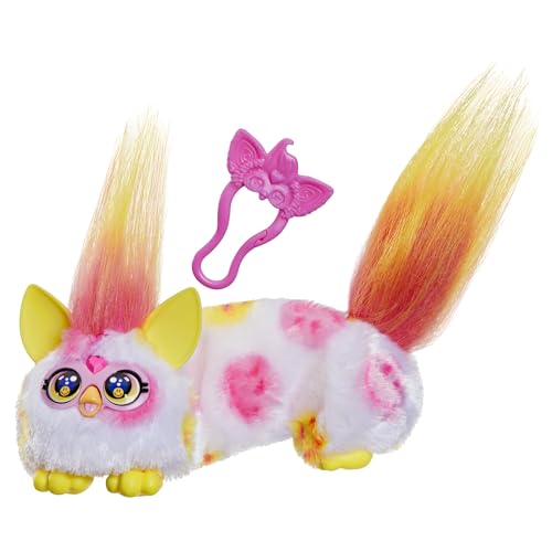 Furby DJ Furblets, Minipeluche electrónico Smiles A Lot Extensible y con Divertidos Efectos de Sonido y música, Habla Furbish, Blanco, Amarillo y Rosa
