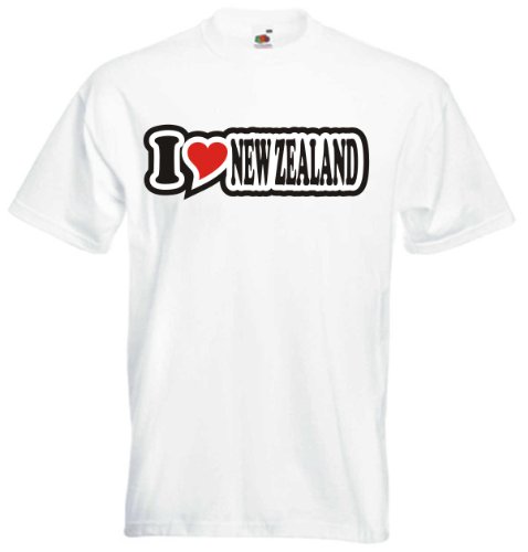 Camiseta hombre - I Love Heart - Blanco I Love New Zealand M - Carnaval fiesta divertido regalo deporte