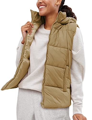 EsheSy Women's Puffer Vest with Removable Hood Sleeveless Full Zip Quilted Down Jacket