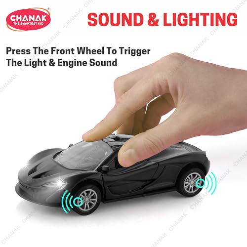 Image of Chanak Die Cast Car for Kids Alloy Metal Pull Back Car Toy Car Toy Vehicle with Openable Doors & LED Lights Cars for Kids Collectible Toy Vehicle Gift for Kids Boys Girls BIS Approved (Black)