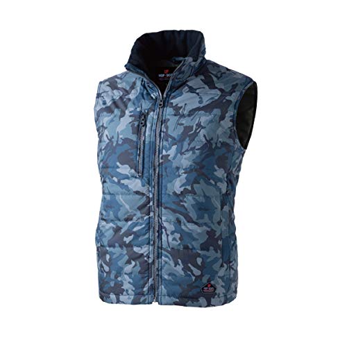 【作業服防寒】作業着 ベスト ジャケット 秋冬 軽量 迷彩 ミリタリー 保温 スタイリッシュ HOP-SCOT(ホップスコット)ウィンターライト迷彩シレーベスト9492メイサイネイビ−LL