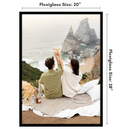 Image of Americanflat 20x28 Picture Frame with Polished Plexiglass - Streamline Collection - Thin Border Picture Frame for Wall Display - Hanging Hardware Included - Black