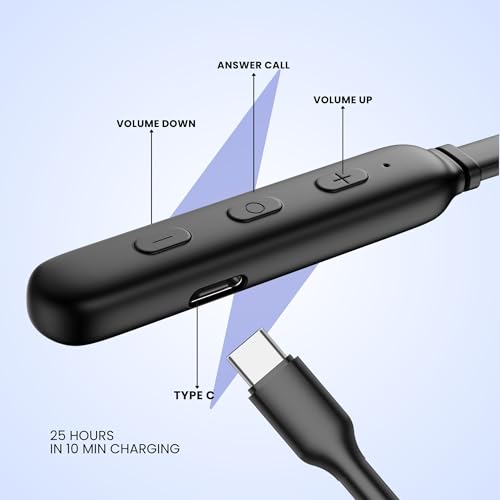 Image of OOGE Tune 8 Neckband Bluetooth Headphones, 30H Playtime, Hi-Fi Bass, Magnetic Eartips, IPX4 Sweat Resistant, Type-C Fast Charging, Sound Pulse Mic (Azure Blue)