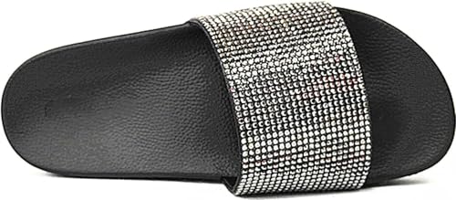 Womens Sandals Rhinestone glitter Slide Slip On Flatform Footbed Sandal Slippers4