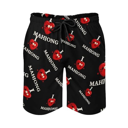 L Love Mahjong Mens Swim Trunks Quick Dry Board Shorts Beach Swimwear Bathing Suits2