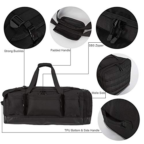 Tactical Molle Duffel Bag 80L with TPU Bottom for Travel Gym Sport