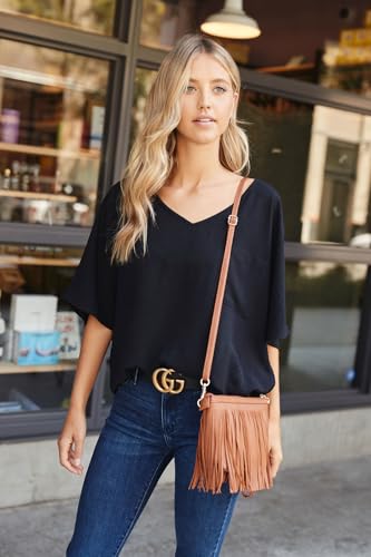 Image of FashionPuzzle Small Fringe Crossbody Bag with Wrist Strap
