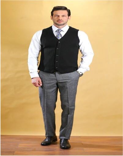 Bright Moons Men’s Button-Up Sweater Vest – Sleeveless Knit Cardigan for Business, Casual & Formal Outfits (US, Alpha, XX-Large, Regular, Regular, Black)