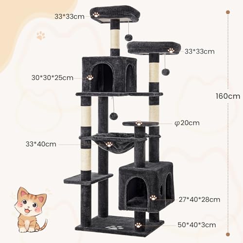 Arbre à chat stable anti-basculement avec grandes niches et griffoirs - 7