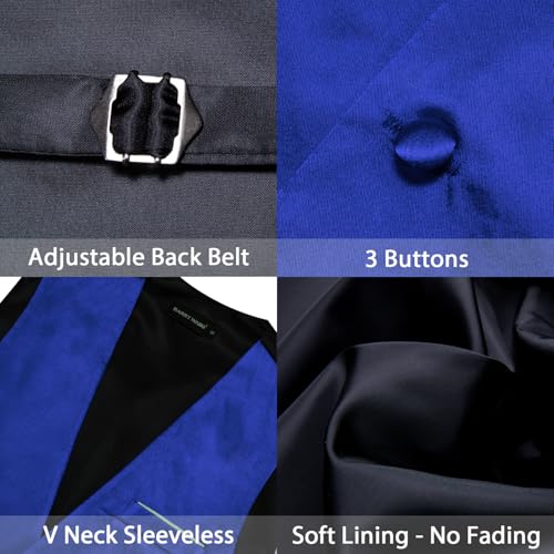 Image of Barry.Wang Vest for Men Business /Leisure Dress Suit Vests V-neck 2 Pockets Wedding Party Tuxedo Satin Waistcoat