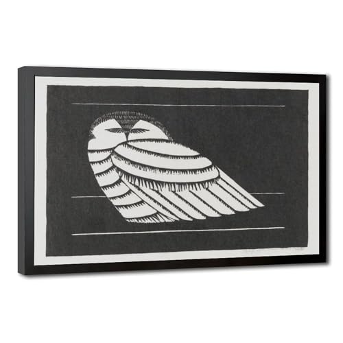 Impression sur toile chouette des neiges de Mesquita avec cadre à suspendre de 30x45 cm