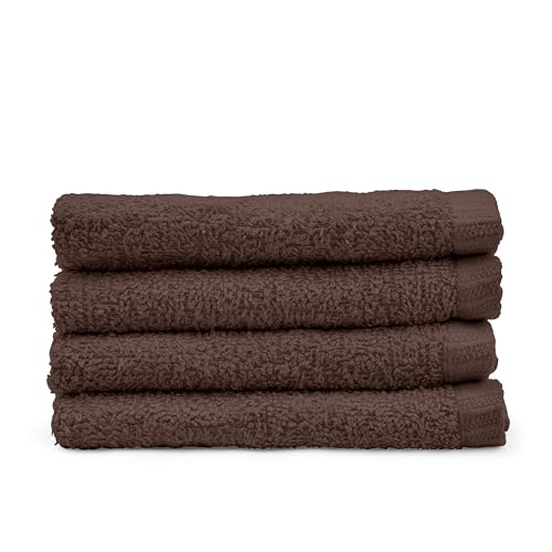 Image of Catherine Lansfield Quick Dry Cotton 30x30 cm 4 Pack Face Cloths Chocolate