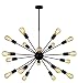 VINLUZ Modern Chandelier Lighting-18 Lights Sputnik Chandelier Black Industrial Pendant Semi-Flush Mount Ceiling Light Fixture