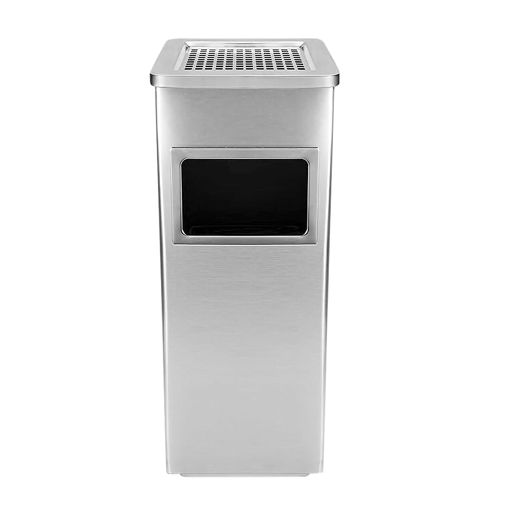 HUOLE Poubelle à Cendrier d'Hôtel Poubelle de Recyclage Ordure Déchet Extérieur Ecole Unité Bureau Restaurant Hôpital-Argent (2 PC) 30 * 24 * 60cm-48L