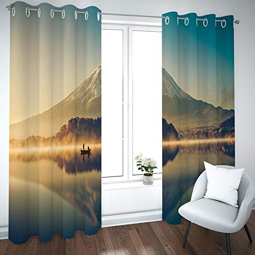 Verduisterende ooggordijnen 110x98" (BxL) gereflecteerde berg op het meer oogje verduisterende gordijnen geluiddicht Super zacht van potlood plooi gordijn voor woonkamer 3D bedrukt oogje venster behandelingen - Image 3