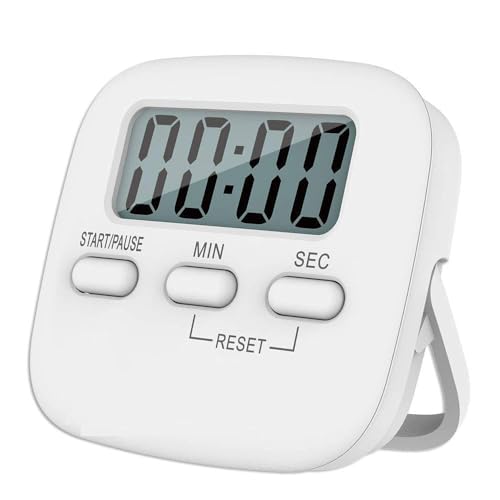 Image of Digital Kitchen Timer and Stopwatch with Large LCD Display, Loud Alarm, Retractable Stand, Green, 1 Piece (White)
