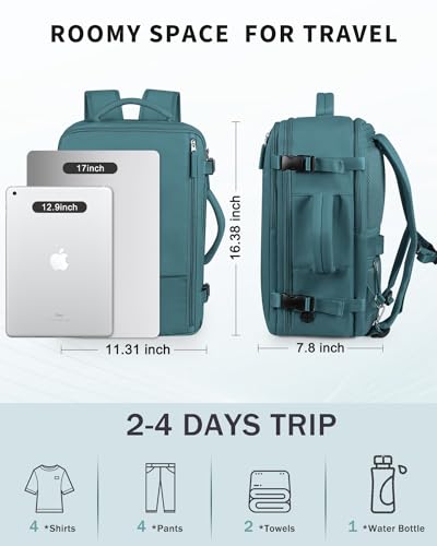 INC Travel Backpack For Women Men, Carry on Backpack for Airplanes, Waterproof Personal Item Travel Bag With USB Charging Hole For Travel, College - Image 5