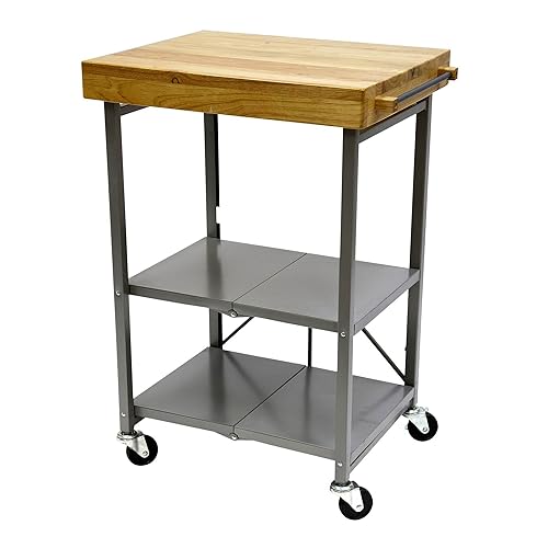 Kitchen Island Cart with Wheels Silver
