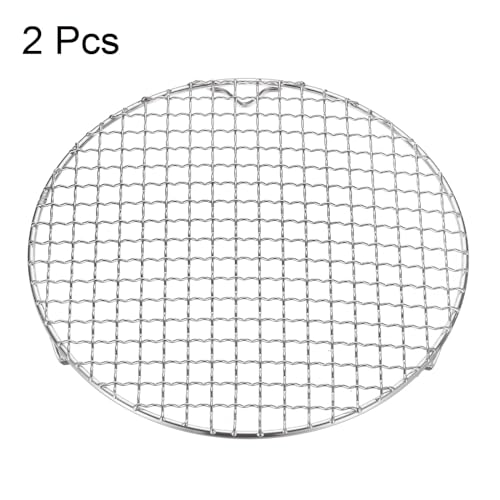 HARFINGTON 2pcs Round Cooking Rack 9.6-inch 201 Stainless Steel Cross Wire Barbecue Grill Net with 20mm Legs for Cooking Baking Steaming BBQ