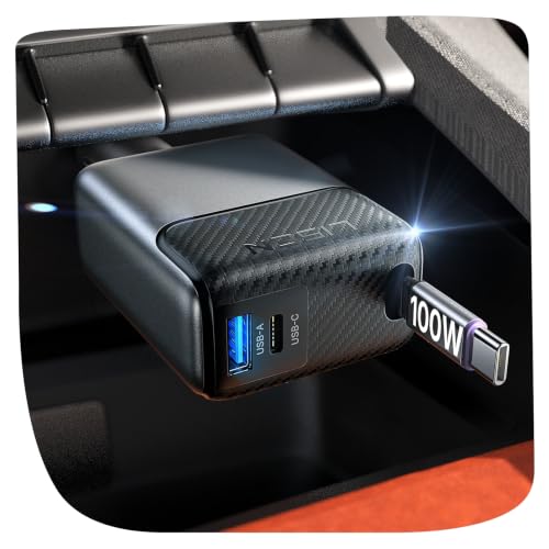 LISEN 100W Single Retractable Cable Car Charger Super Fast Car Charger USBC - image 1
