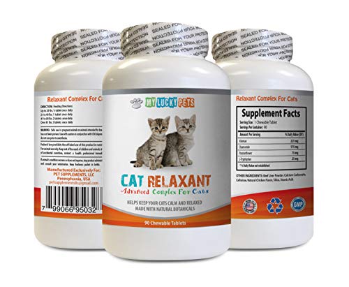 MY LUCKY PETS LLC just Relax for Cats - Advanced Relaxant for Cats - Calms Down Your CAT - Anxiety Relief Complex - Pure Valerian Root for Cats - 1 Bottle (90 Chewable Tablets)