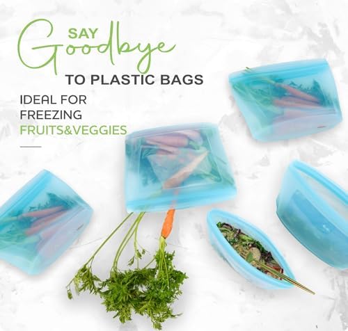 Reusable Silicone Food Storage Bag, Stand Up Food Storage Container, Reusable Zipper seal bag, no lid required, for Food Storage& Meal Prep, Freezer Oven Dishwasher - Safe, Set of 6 Bowls - Thumbnail 3