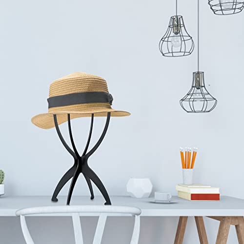 JLNGTHONG 8 pcs Wig Stand Hats Stands Portable Head Stand Plastic Folding Wig Holder for Drying Wigs Storage Travel (Black) - Image 2
