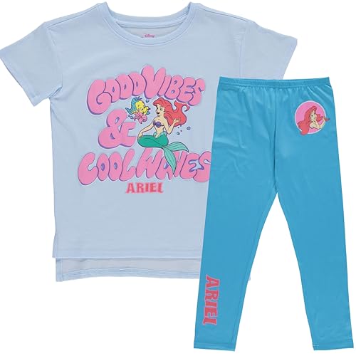 Image of Disney The Little Mermaid Leggings Clothing Set, Ariel Short Sleeve T-Shirt and Leggings Set- Girls Sizes 4-16