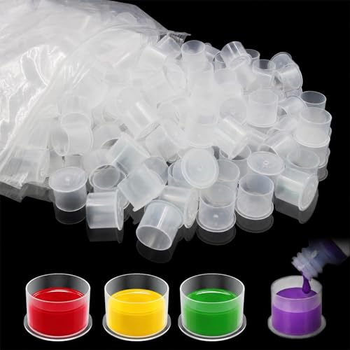 Image of 1000Pcs Large Tattoo Ink Caps with Base #17mm | Disposable Tattoo Ink Cups Plastic Tattoo Cups for Pigment for Organized Workflow Tattoo Supplies for Artists & Studios