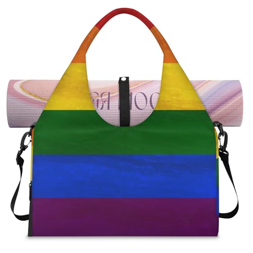 Bolsa de viaje colorida arcoíris tamaño L con espacio aislado para calzado