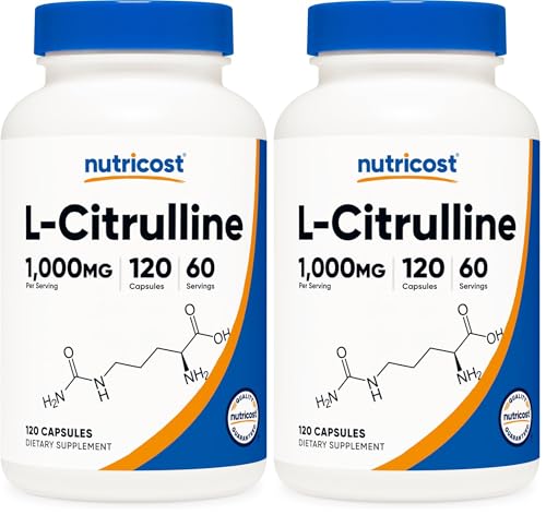 Image of Nutricost L-Citrulline 500mg, 120 Capsules - Gluten Free, Non-GMO, 1000mg Per Serving (60 Serv) (Pack of 2)