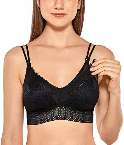 MOMANDAWomen's Lace Nursing Bra Cute Bralette Breastfeeding Maternity Bras Padded Wireless