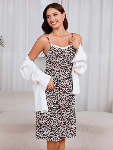 Heymoments Nightgowns for Adult Women Sleeveless Sleep Shirts Print Floral X-Large V-Neck Nightie Night Gown House Pajama Ladies Lounge Sexy Dress — view 2