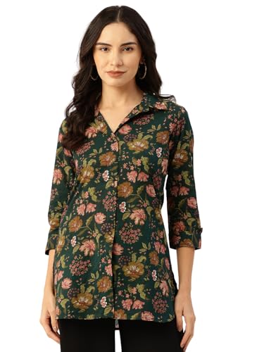 Image of feranoid Classic Collared Cotton Shirt with 3 /4 Sleeve for a Timeless Casual Look
