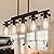 NSRCE Dining Room Light Fixture Over Table, 5-Light Linear Farmhouse Chandelier Pendant Lighting for Kitchen Island Dining Room with Glass Shade, Black Metal and Wood Finish