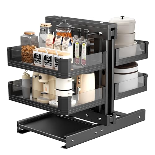 Organizador extraíble para esquinas ciegas para armario de 900 mm, de cocina con 4 cestas, organizador de gabinete deslizante, compatible con apertura izquierda y derecha, cesta extraíble de 2 niveles