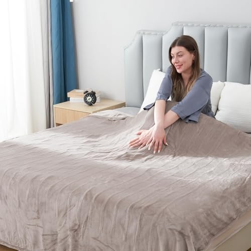 Electric Heated Blanket Throw Size, 50" x 60" Heated Throw with 6 Heating Levels & 3 Hours Auto Off, Machine Washable, Camel