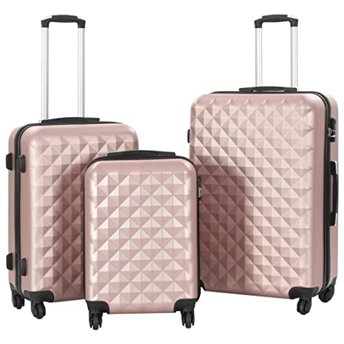 Travel with Ease using Rose Gold Hardcase Trolley Set, Durable ABS, Secure Lock, 3 Sizes for All Needs