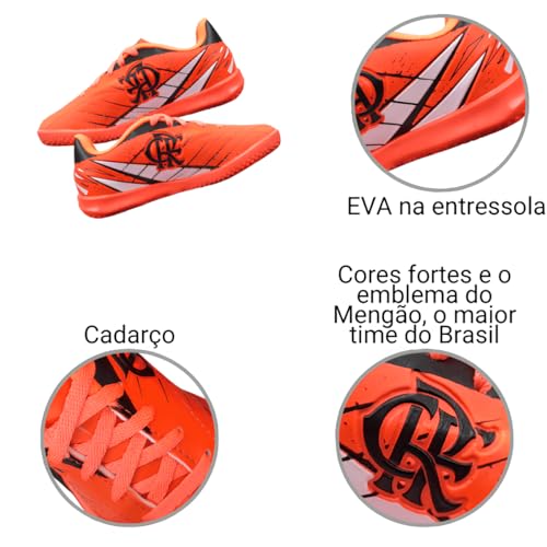 Tênis Chuteira Futsal OXN Avanti 3 Flamengo Pro Rubro Negro