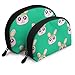 Borsa per il lavaggio portatile da 2 pezzi Borsa per il trucco del coniglio del fumetto Borsa per il trucco per animali domestici Borsa per il trucco da viaggio alla moda portatile con custodia per a