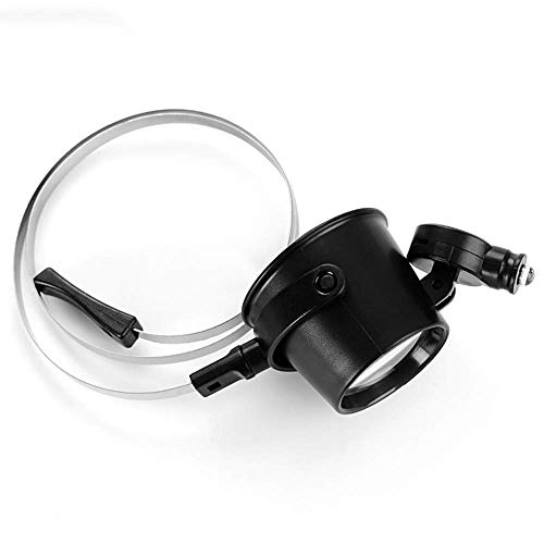 HUIBBGO Lupa de reparación montada en la Cabeza - Lupa Tipo máscara para Ojos de 15 aumentos con medidor de reparación de luz con Lupa Circular