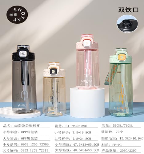 Image of THE VENTI SHOTAY COOL Unbreakable Water Bottle with Sipper BPA Free Tritian, Leak-Proof Water Bottle Ideal for Office, Sports, School, Gym (560ML-Pink)