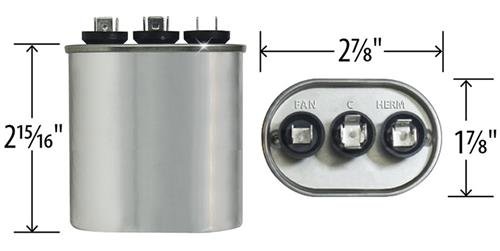 (2-Pack) Oval Run Capacitor - 25 + 5 uf MFD x 370 VAC Volt C3255L / 97F9675