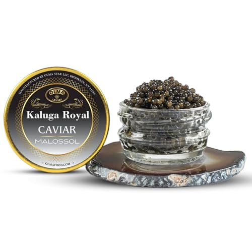 OVERNIGHT SHIPPING- OLMA Kaluga Sturgeon Black Caviar - Large Pearly Grains, Smooth Flavor, Superior Grade - 1 oz / 28 g
