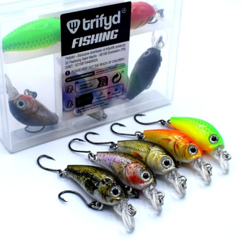 trifyd ® - Schwimmfisch, Forelle, Cranckbait 4 cm, Trout Box V2, 5 Angelköder