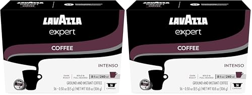 Image of Lavazza Expert Intenso Coffee Capsules, Dark Roast, Arabica and Robusta Blend, Compatible with Lavazza Classy Plus Machine (36 Capsules) (Pack of 2)